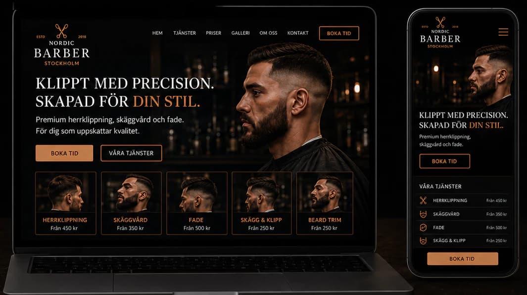 Nordic Barber start page