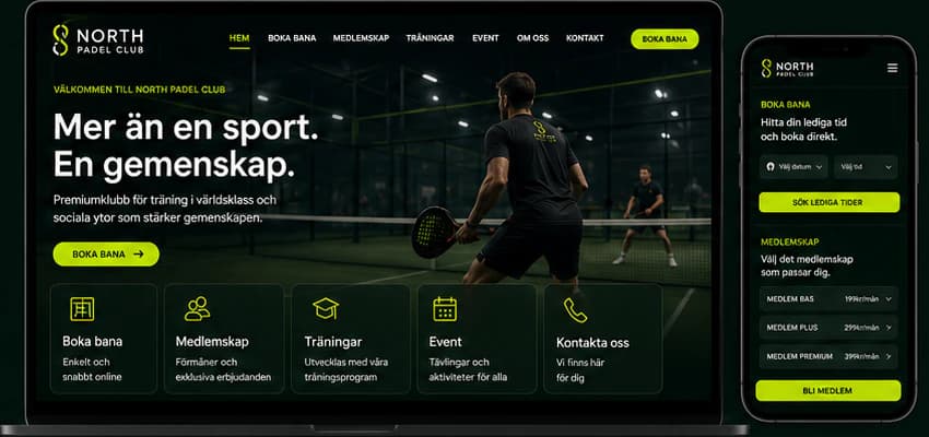 The North Padel Club concept website