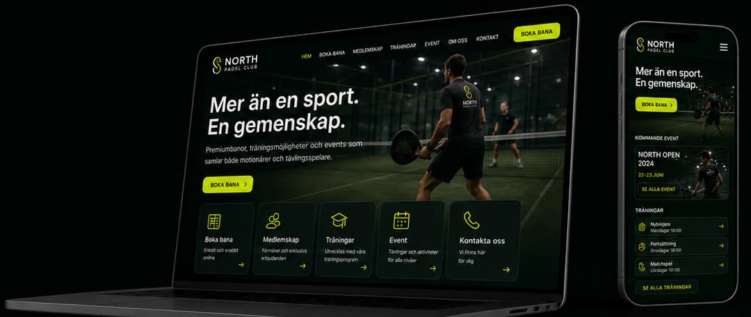 North Padel Club start page