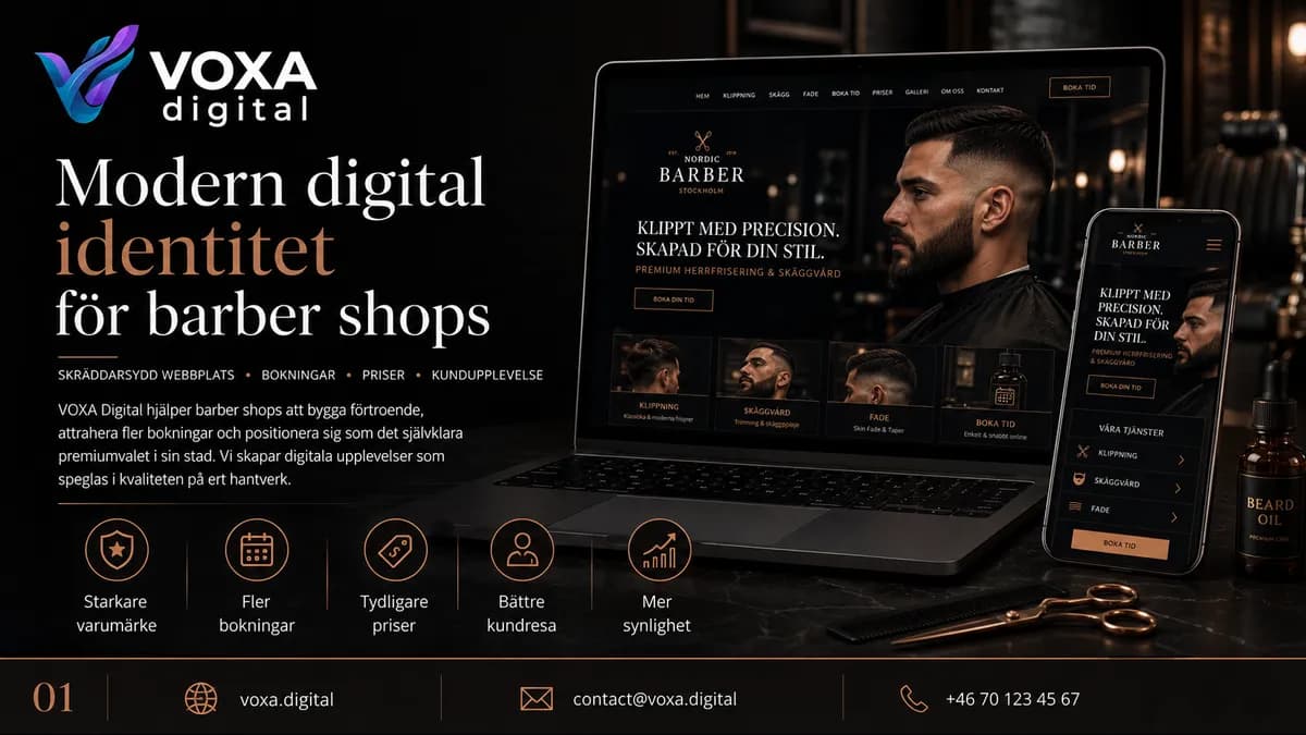 Nordic Barber — Barbershop brand & website design by Weva