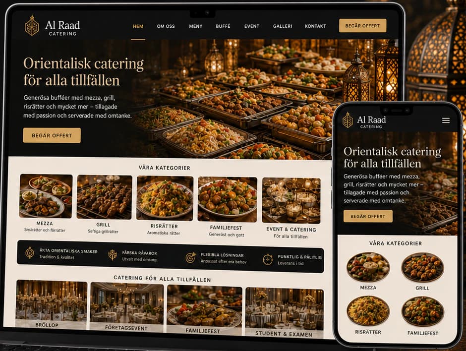 Al Raad Catering start page
