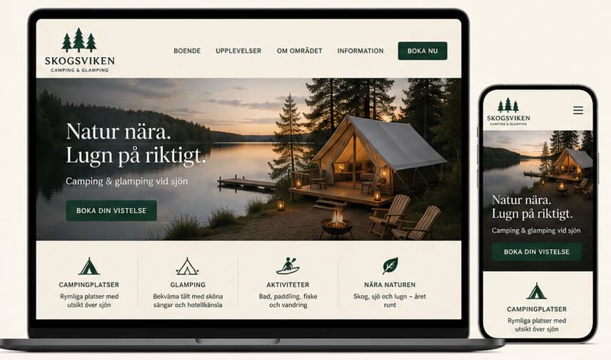 The Skogsviken Glamping concept website