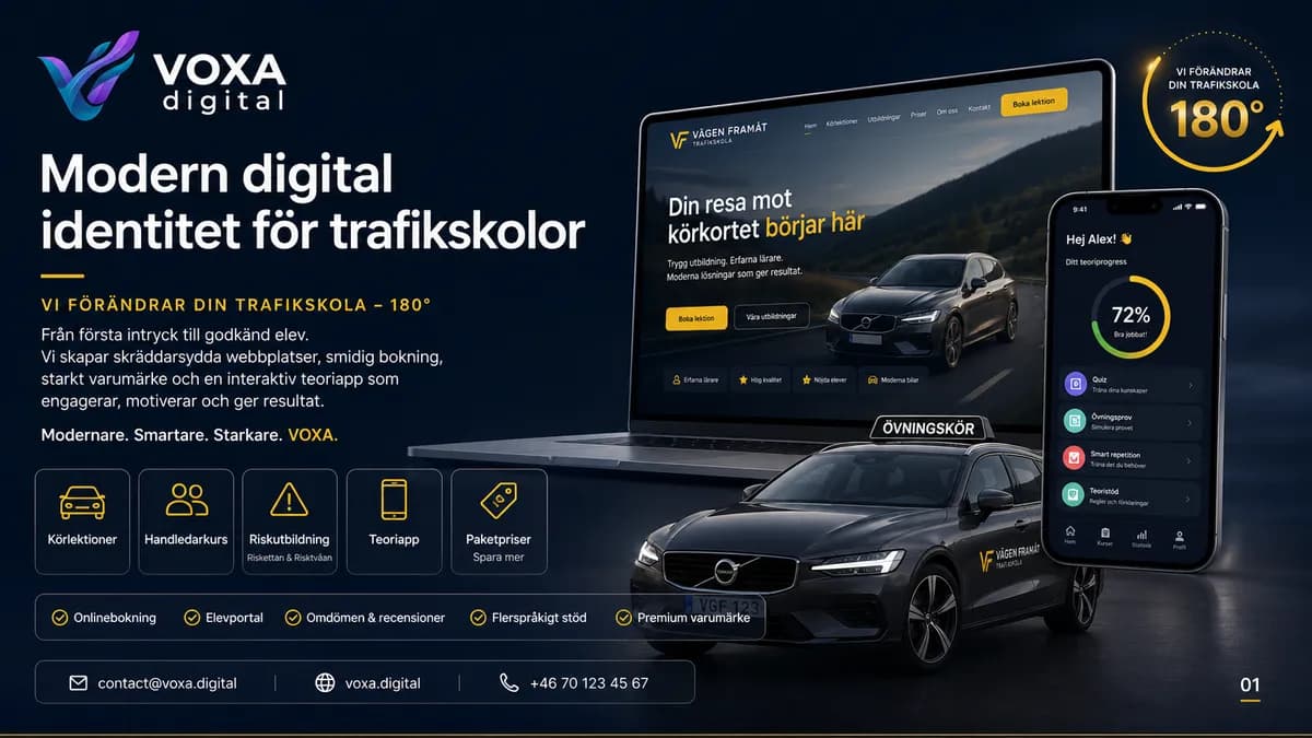 Vägen Framåt — Driving School brand & website design by Weva